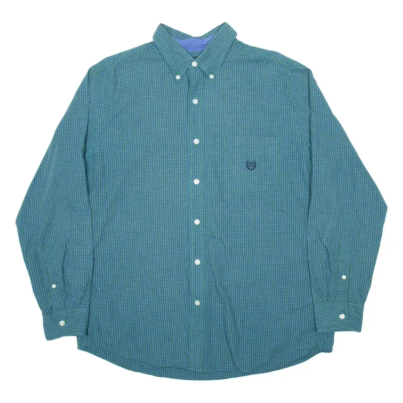 CHAPS Mens Shirt Blue Check Long Sleeve L