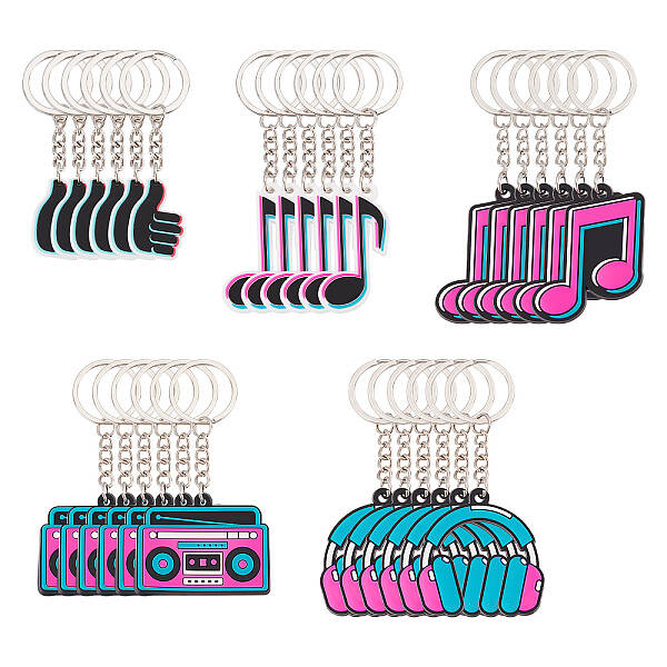 60pcs 5 Style PVC Pendant Keychain