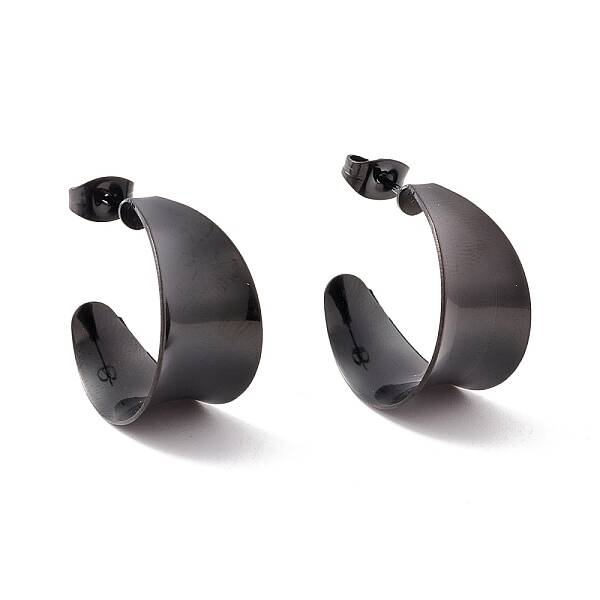 Ion Plating(IP) 304 Stainless Steel Chunky C-shape Stud Earrings