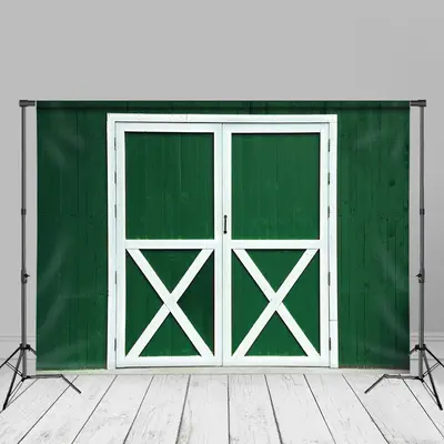 Green Wall Blue Door And Window Photo Backdrops - Aperturee
