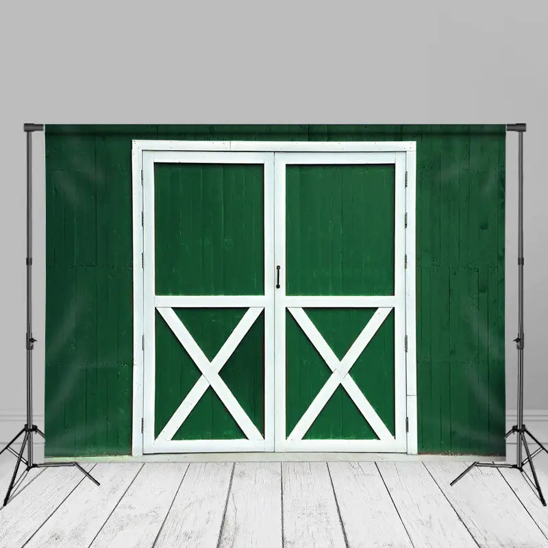 Green Wall Blue Door And Window Photo Backdrops - Aperturee