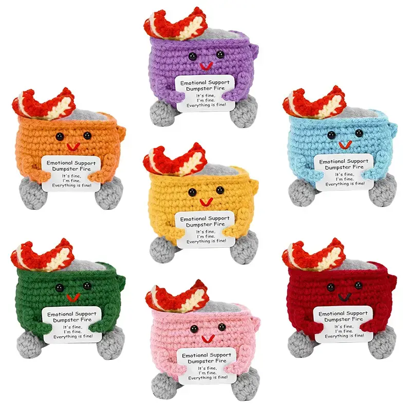 Crochet Dumpster Fire Toy, 1 Count Emotional Support Dumpster Fire Plush Toy, Emotional Support Ornament for Easter Decoratio...