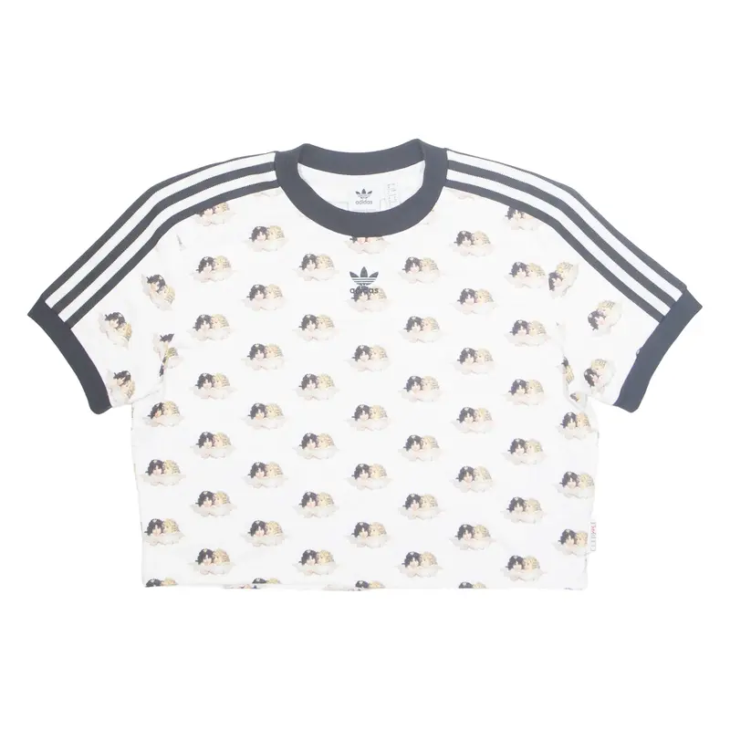 ADIDAS Cropped Angels Womens T-Shirt White UK 8