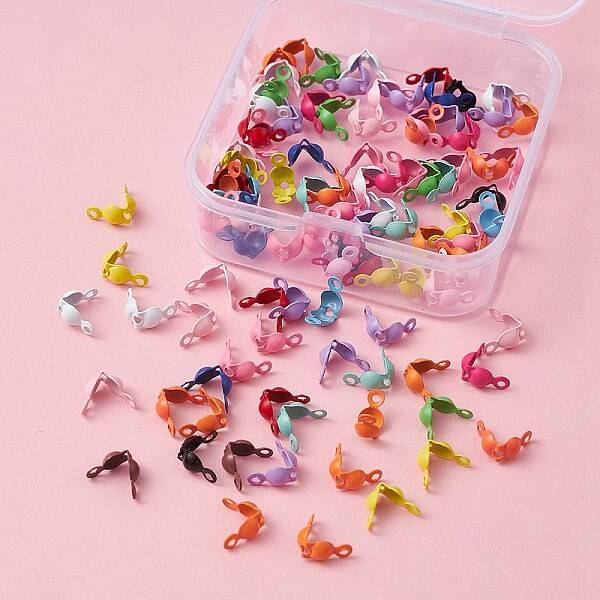 100Pcs Spray Painted Iron Bead Tips