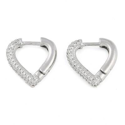 Brass Pave Clear Cubic Zirconia Hoop Earrings for Women
