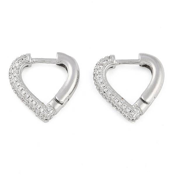 Brass Pave Clear Cubic Zirconia Hoop Earrings for Women
