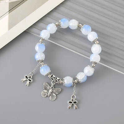 Chinese Style Round Glass Beaded Stretch Bracelets
