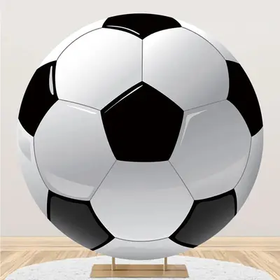 Lifelike Black White Football Simple Circle Backdrop - Aperturee