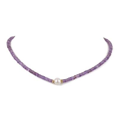 Natural Amethyst & Pearl Beads Necklaces