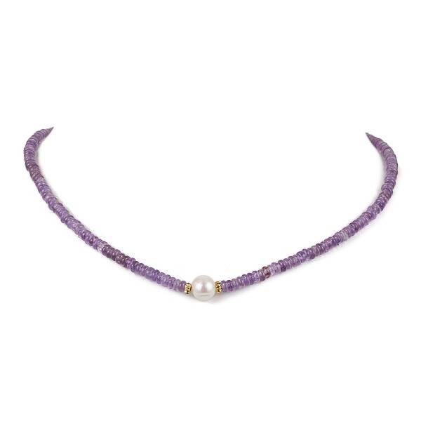 Natural Amethyst & Pearl Beads Necklaces