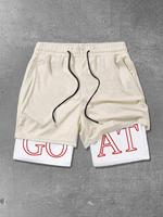 Men's Letter Print 2 in 1 Pocket Shorts, Casual Comfy Breathable Drawstring Waist Shorts for Summer, Men's Bottoms for Daily ...