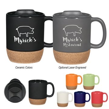 144 Customized 14 oz Cork Base Ceramic Mug - Spill-Resistant & ...