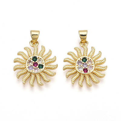 Brass Micro Pave Cubic Zirconia Pendants