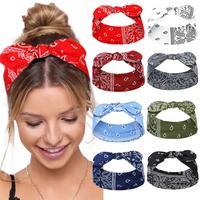 Bandana Headbands for Women with Bow Paisley Cute Summer Hair Accessories Wide Knotted Headband Bow Hair Bands Rabbit Ears Wo...