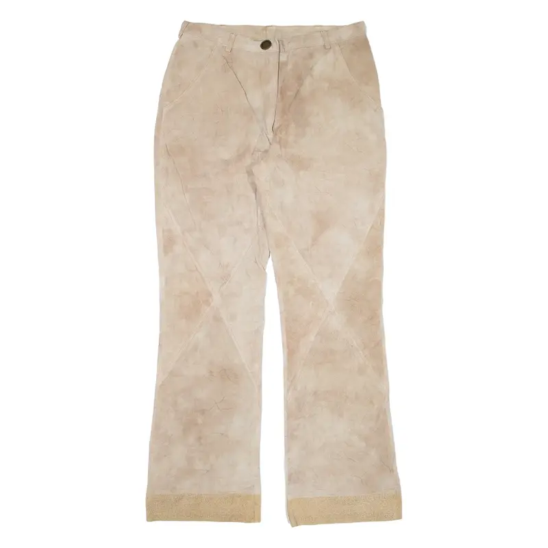 SPIETH & WENSKY Womens Leather Trousers Beige Relaxed Bootcut Suede W30 L31