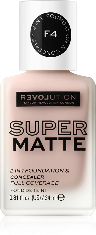 Revolution Relove Super Matte long-lasting mattifying foundation colour F4 24 ml