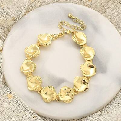 Brass Flat Round Links Bracelets for Women