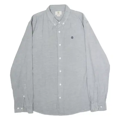 TIMBERLAND Slim Fit Mens Plain Shirt Grey Long Sleeve XL
