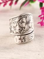 Vintage Flower Design Cuff Ring, Fashion Hand Jewelry for Party, Daily Clothing Decor, Trendy All-match & Exquisite Jewelry f...