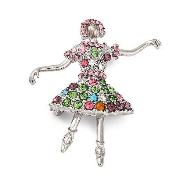 Dancing Girl Alloy Colorful Rhinestone Brooch