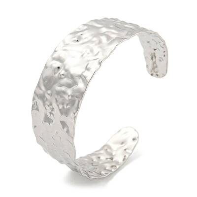 Non-Tarnish 304 Stainless Steel Textured Open Cuff Bangles for Women
