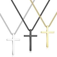 2/3 Pcs Cross Necklace for Women Men, Silver Black Gold Cross Chain Necklace, Stainless Steel Cross Pendant Necklace Gifts 17...