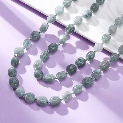 Natural Dyed Malaysia Jade Tumble Stone Nuggets Beaded Long Necklaces for Women