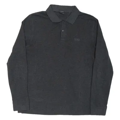 BOSS Mens Polo Shirt Grey Long Sleeve XL