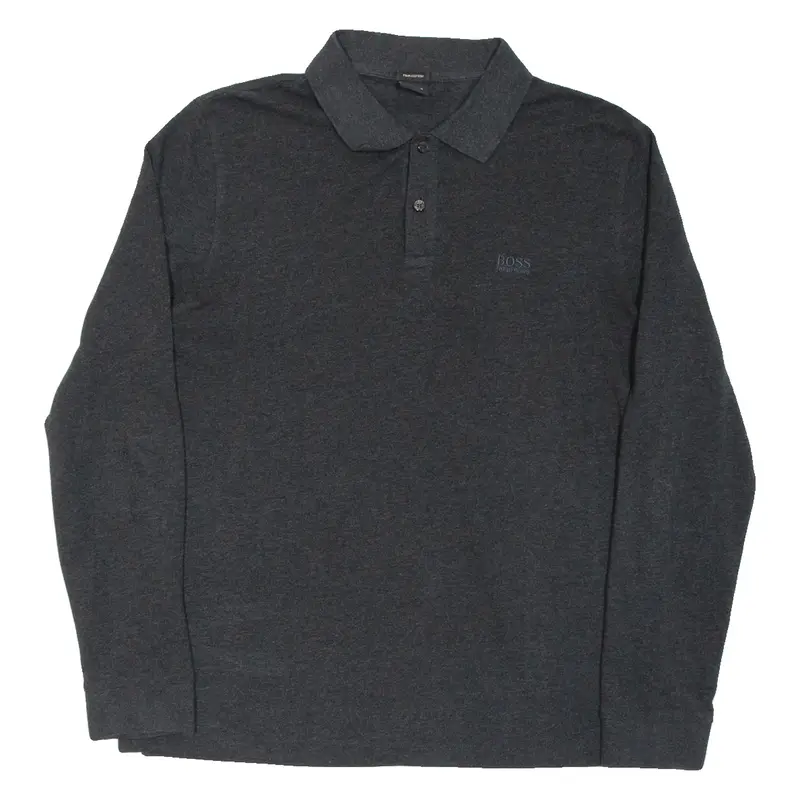 BOSS Mens Polo Shirt Grey Long Sleeve XL