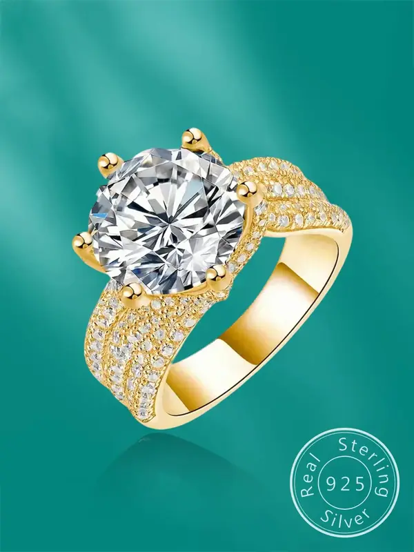 S925 Sterling Silver Fashion Promise Ring, Luxury Engagement Ring for Women, Trendy All-match & Exquisite Jewelry for Birthda...