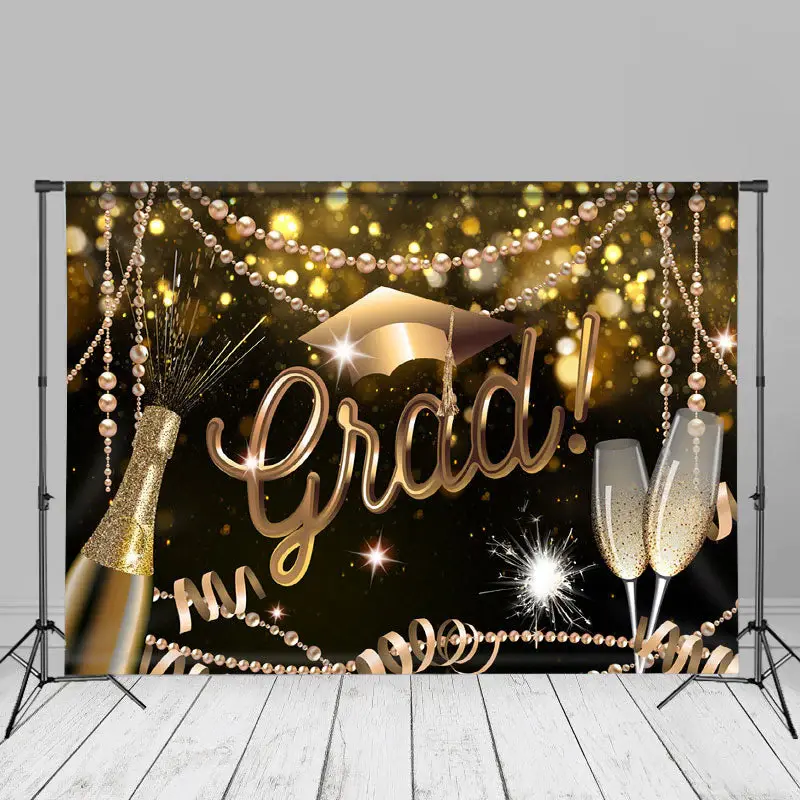 Sparkling Champagne Pearls Bokeh Grad Photo Backdrop - Aperturee