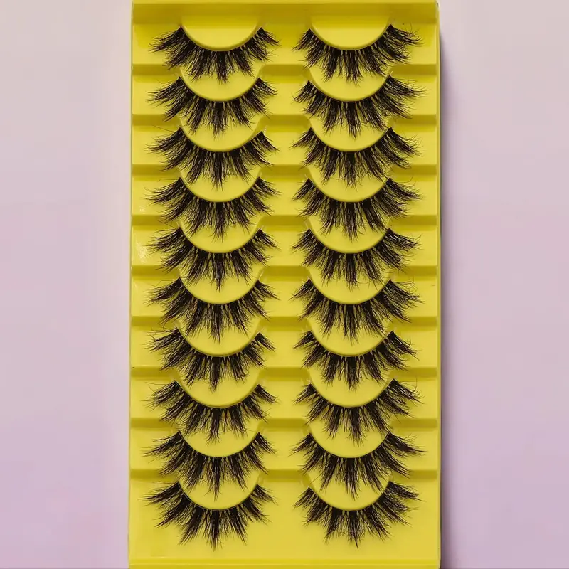 False Eyelashes, 10 Pairs Wispy Faux Cluster Lashes, Natural Curling Eye Makeup Strip Lashes, Volumized False Eyelashes for W...