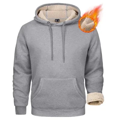 MAGCOMSEN Men's Heavy Hoodie Sherpa Fleece Lined Pullover Thick Spring Winter Hooded Sweatshirt Fallfreshness Outdoorfun