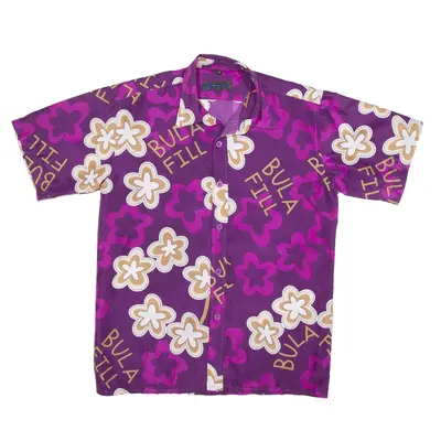 SPORT Shirt Purple Viscose Floral Short Sleeve Mens M