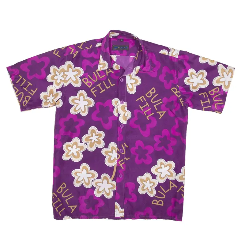 SPORT Shirt Purple Viscose Floral Short Sleeve Mens M