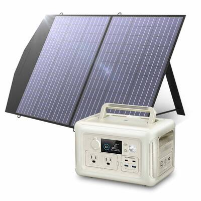 ALLPOWERS R600 Beige Portable Power Station 600W 299Wh LiFePO4 Battery R600-Beige+ SP027 100W Solar Panel