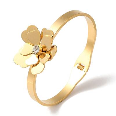 Ion Plating(IP) 304 Stainless Steel Rhinestone Bangles for Women