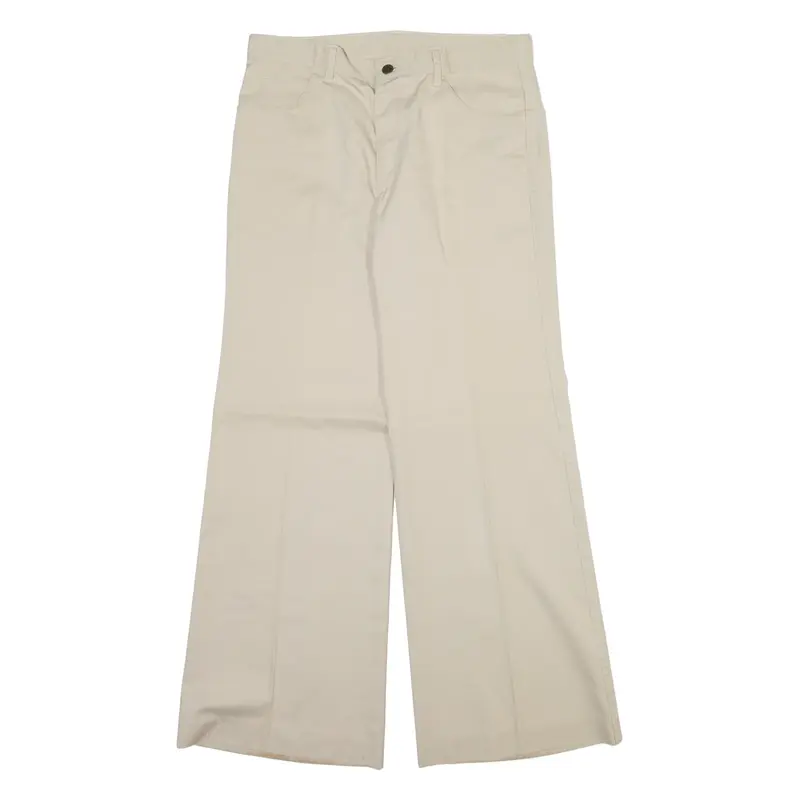 EL PASO Womens Trousers Cream Regular Wide-Leg W30 L30