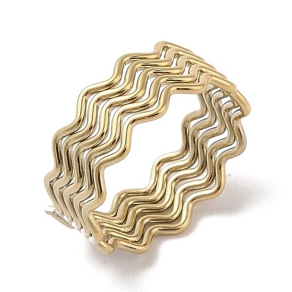 Ion Plating(IP) 304 Stainless Steel Wave Finger Rings for Women