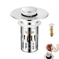 Bathroom Sink Drain Strainer -3 In 1 RemovableStainless Steel Hair Basket Stopper Plunger Filter-lsolate Odor Pop Up Sink Dra...