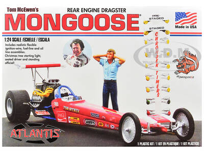 Skill 2 Model Kit Tom McEwen's Mongoose Rear Engine Dragster 1/24 Scale Model by Atlantis