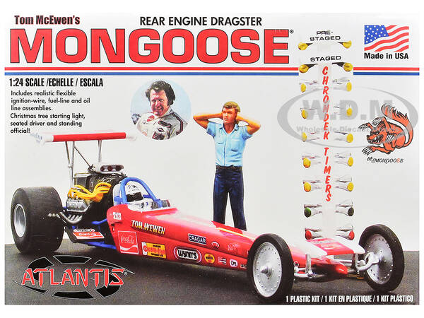 Skill 2 Model Kit Tom McEwen's Mongoose Rear Engine Dragster 1/24 Scale Model by Atlantis