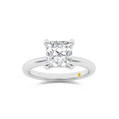 Fez Lab Grown Hidden Halo Princess Cut Diamond Engagement RIng | 14K White Gold 2 1/10 ct. tw.