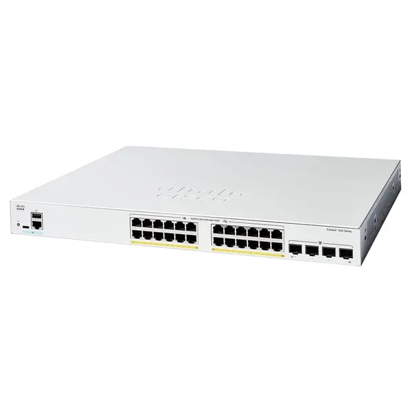 Cisco C1200-24FP-4X | Catalyst 1200 Series 24-Ports 10/100/1000Base-T RJ-45 PoE+ 4-Ports 10GBase-X SFP+ Layer 3 Rack-mountabl...
