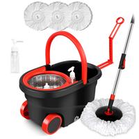 Spin Mop and Bucket with Wringer Set, 360° Rotating Head Mop Bucket System with 3 Microfiber Mop Refills Wet and Dry Suitabl...