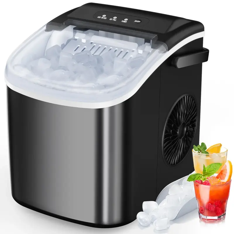 COWSAR Portable Countertop Ice Maker Machine with Self-Cleaning, 26.5lbs/24Hrs, 6 Mins/9 Pcs Bullet Ice, Ice Scoop and Basket...