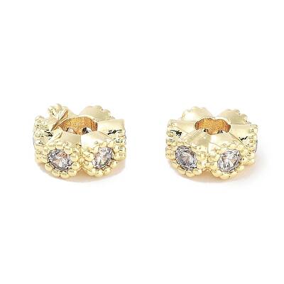 Brass Micro Pave Cubic Zirconia Beads