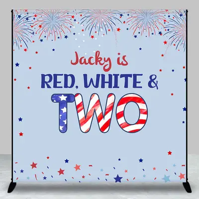 Stars Sparks Red White Custom 2nd Birthday Backdrop - Aperturee