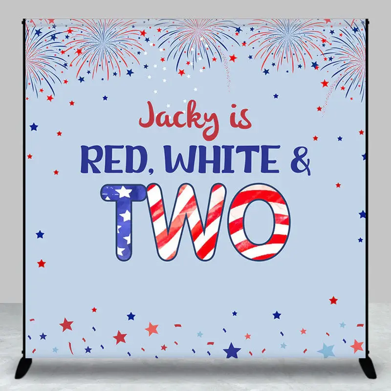 Stars Sparks Red White Custom 2nd Birthday Backdrop - Aperturee
