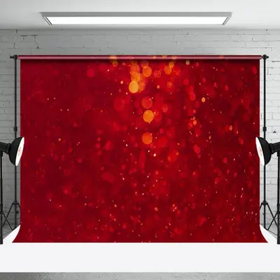 Aperturee Vibrant Red Holiday Bokeh Xmas Festival Backdrop - Aperturee